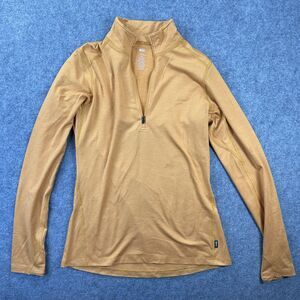 REI Co-op Pullover Womens Small Yellow 1/4 Zip Mock Neck Long Sleeve Base Layer